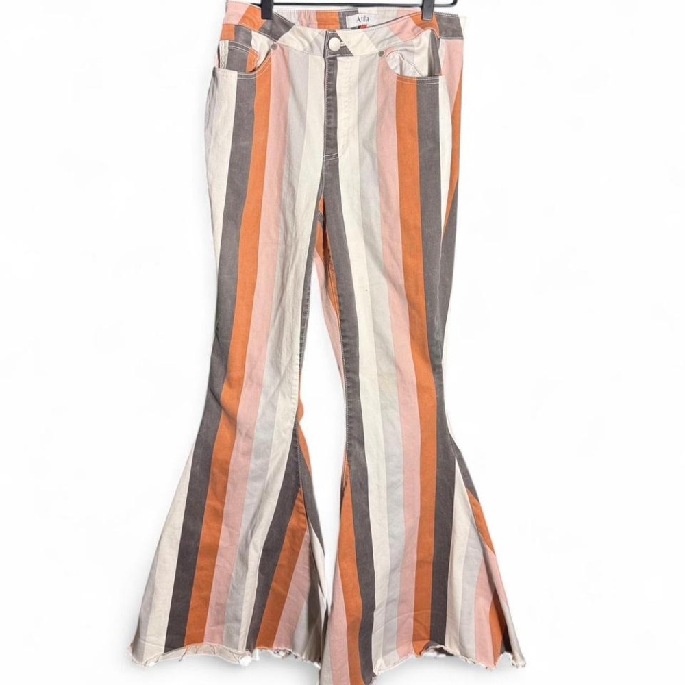 Orange and white striped Arula flare bell bottom pants size 10